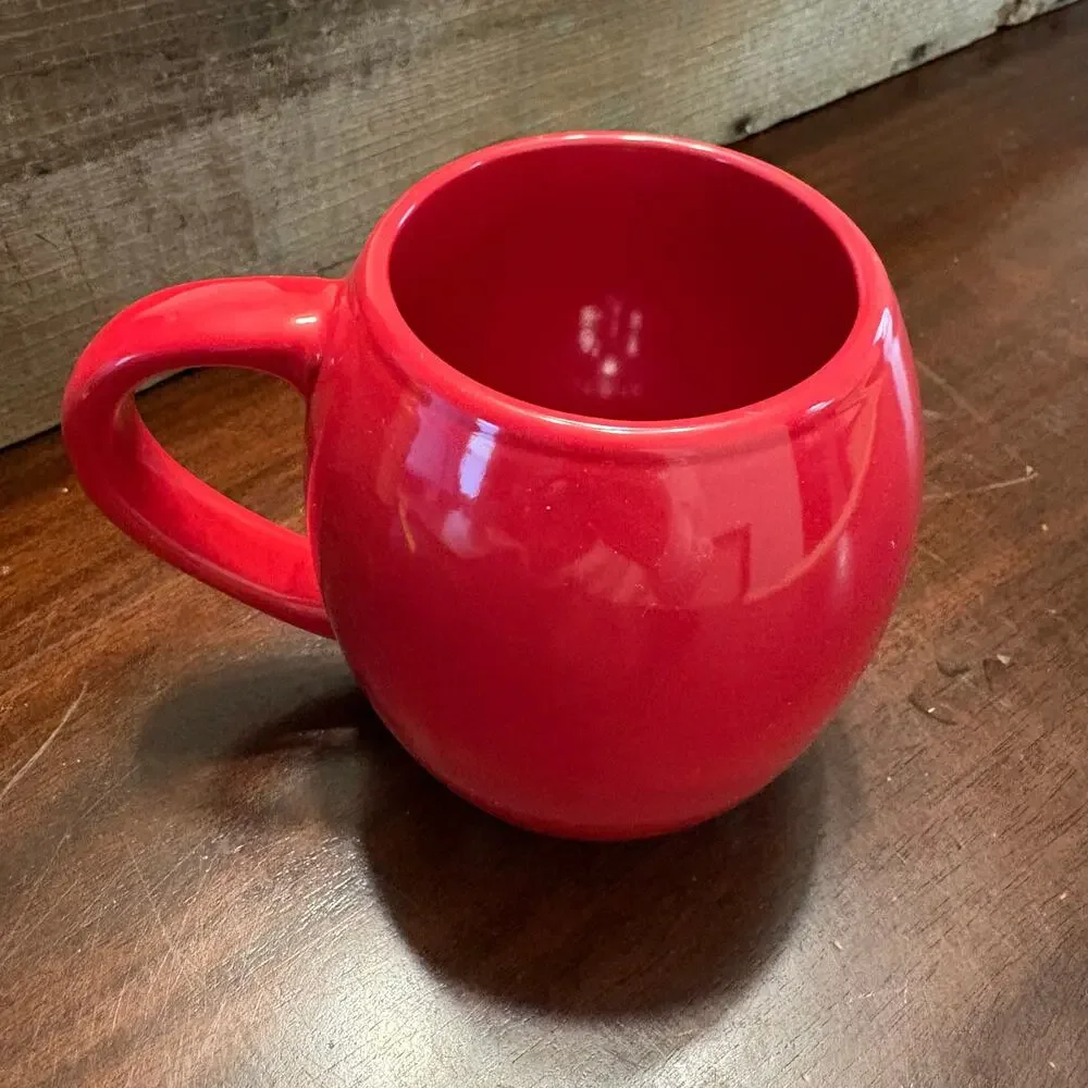 Glossy Red Ceramic Round Sphere Ball Coffee Mug Tea Cup 16oz Barrel Shape